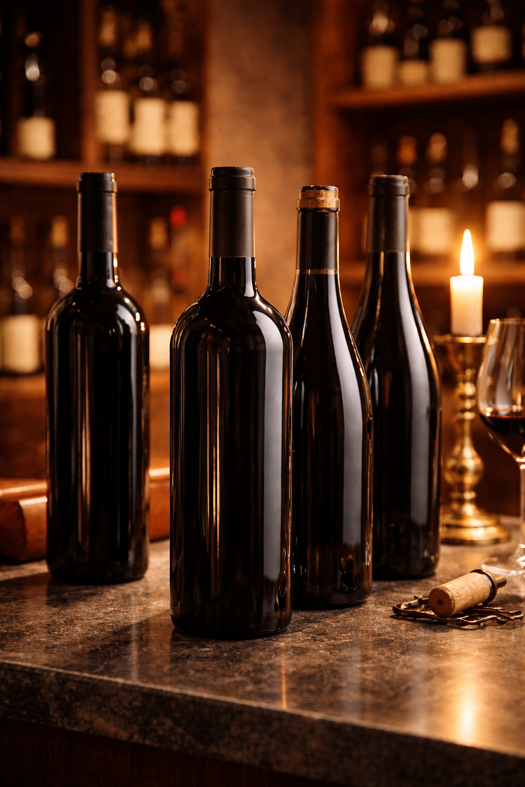 Bouteilles de vin dans une cave